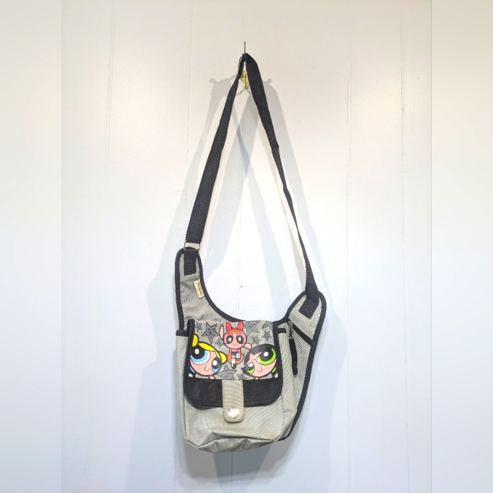 Powerpuff Girls Y2K Crossbody Bag Gray Black Cartoon‎ Network 2000s RARE